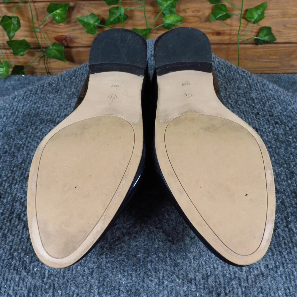 Halogen Pointed Toe Women Loafer Sz 8 Business Casual Navy Blue Metallic Leather